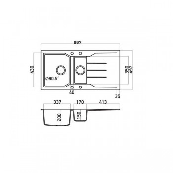 Sanitec Granite 802 Bianco Νεροχύτης 100 1 1/2 B 1D