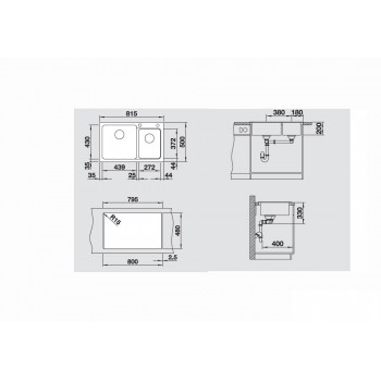 Blanco Naya 8 Anthracite SILGRANIT™ PuraDur™ Γρανιτένιος Νεροχύτης Ένθετος με 2 Γούρνες 81,5x50cm