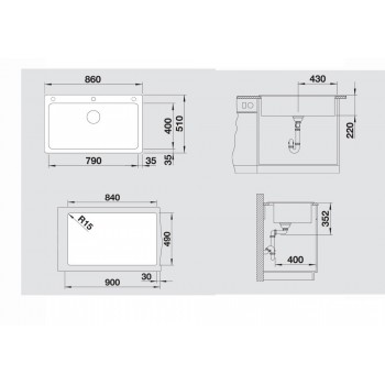 Blanco Naya XL 9 Anthracite SILGRANIT™ PuraDur™ Γρανιτένιος Νεροχύτης Ένθετος με 1 Γούρνα 86x51cm