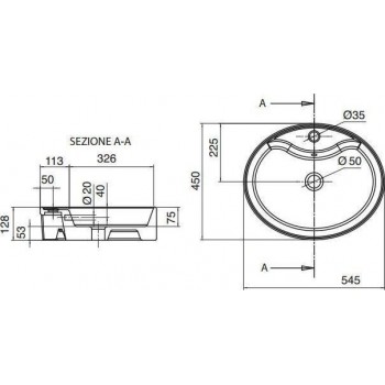 Scarabeo Wind/R 8030R Λευκός Πορσελάνινος Νιπτήρας Μπάνιου Επιτραπέζιος 54,4x45 cm