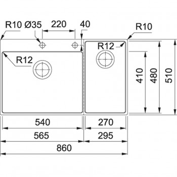 Franke Box Center BWX 220-54-27 ΡΑ Inox Ένθετος Νεροχύτης