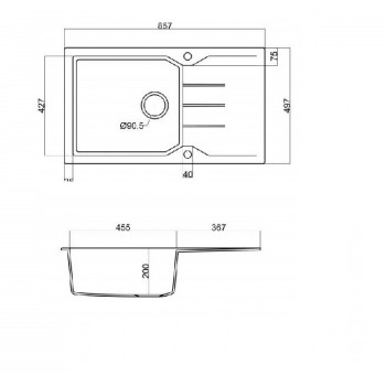 Sanitec Granite 814 Bianco Νεροχύτης 86 1B 1D