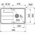 Franke Smartline Basis BFG 611-78 Polar White Γρανιτένιος Νεροχύτης 45 cm