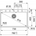 Franke Centro CNG 610/210-73 Stone Grey Γρανιτένιος Νεροχύτης 80cm