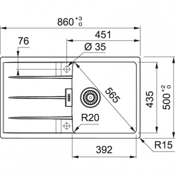 Franke Centro CNG 611/211-86 Αντιστρεφόμενος Stone Grey Γρανιτένιος Νεροχύτης 50cm