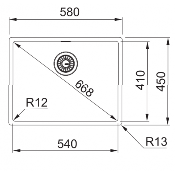 Franke Square BXX 210-54 Inox Λείος Υποκαθήμενος Νεροχύτης 54 cm