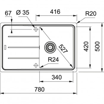 Franke Smartline Basis BFG 611-78 Onyx Γρανιτένιος Νεροχύτης 45 cm