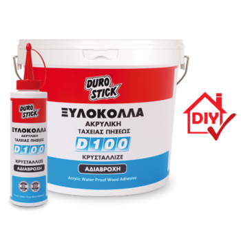 Durostick D-100 Λευκή Ακρυλική ξυλόκολλα ταχείας πήξεως, κρυσταλλιζέ, με αντοχή στην υγρασία Δοχείο: 4kg