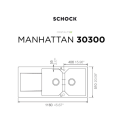 Schock Cristalite Manhattan Superwhite Ένθετος Νεροχύτης 116x51cm